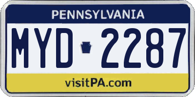 PA license plate MYD2287