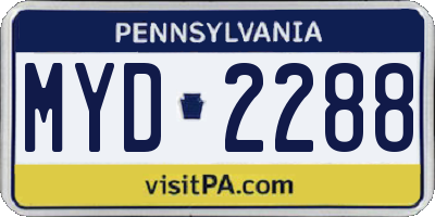 PA license plate MYD2288