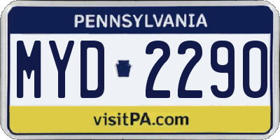 PA license plate MYD2290