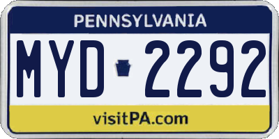 PA license plate MYD2292