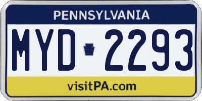 PA license plate MYD2293