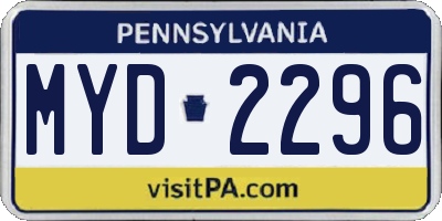 PA license plate MYD2296