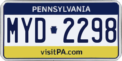 PA license plate MYD2298