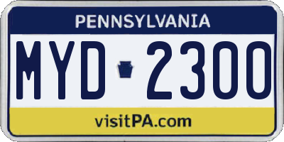 PA license plate MYD2300