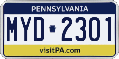 PA license plate MYD2301