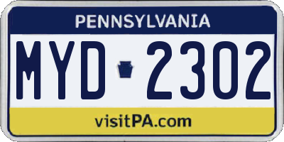 PA license plate MYD2302