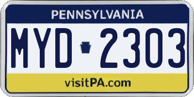 PA license plate MYD2303