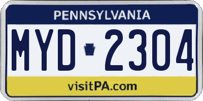 PA license plate MYD2304