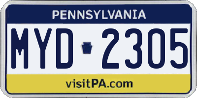 PA license plate MYD2305