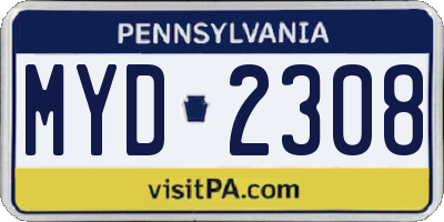 PA license plate MYD2308