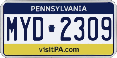 PA license plate MYD2309