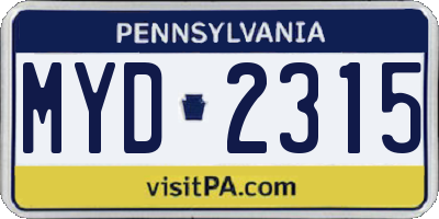PA license plate MYD2315