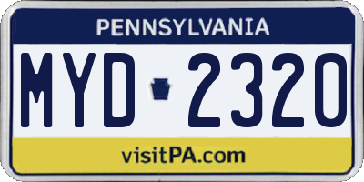 PA license plate MYD2320