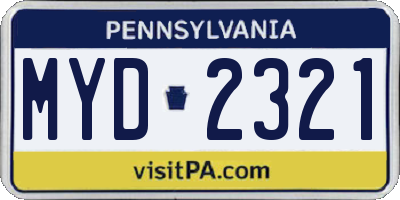 PA license plate MYD2321