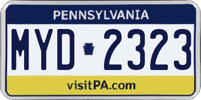 PA license plate MYD2323