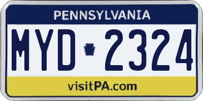 PA license plate MYD2324