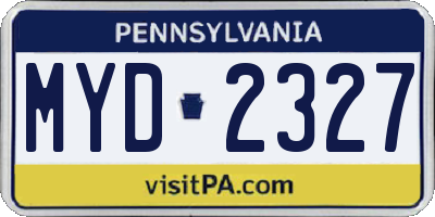 PA license plate MYD2327