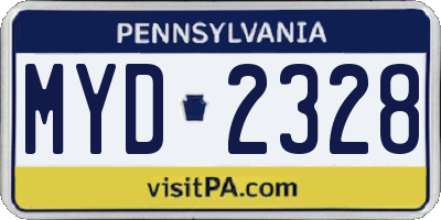 PA license plate MYD2328