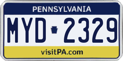 PA license plate MYD2329
