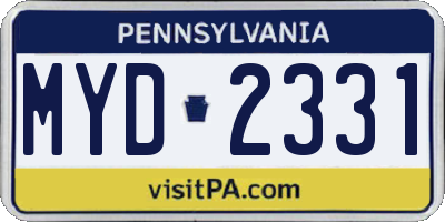 PA license plate MYD2331
