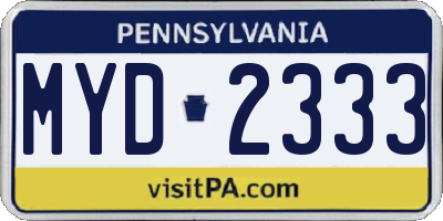 PA license plate MYD2333