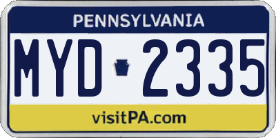 PA license plate MYD2335