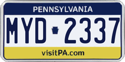 PA license plate MYD2337