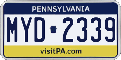 PA license plate MYD2339