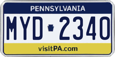 PA license plate MYD2340