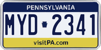 PA license plate MYD2341