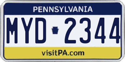 PA license plate MYD2344