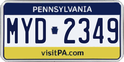 PA license plate MYD2349