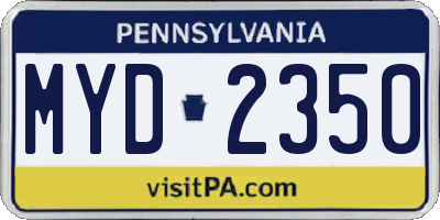 PA license plate MYD2350