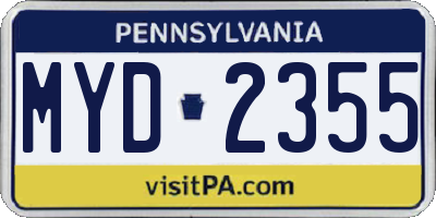 PA license plate MYD2355