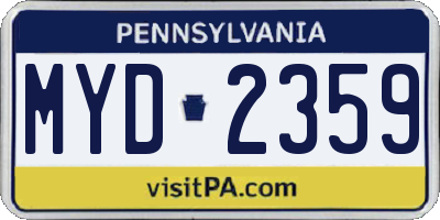 PA license plate MYD2359