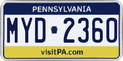 PA license plate MYD2360
