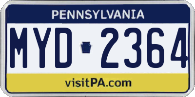 PA license plate MYD2364