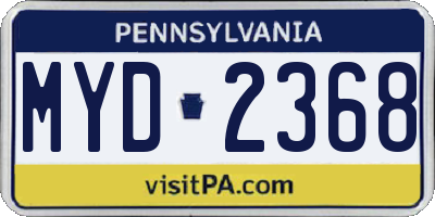 PA license plate MYD2368