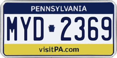 PA license plate MYD2369