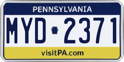 PA license plate MYD2371