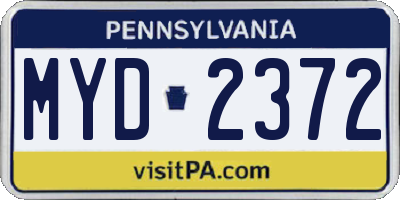 PA license plate MYD2372