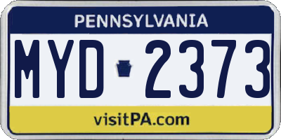 PA license plate MYD2373