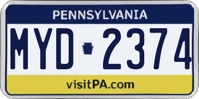 PA license plate MYD2374