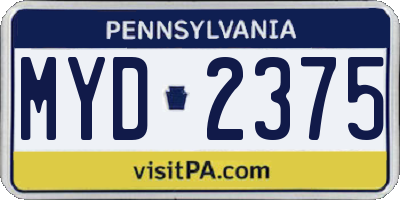 PA license plate MYD2375