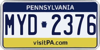PA license plate MYD2376