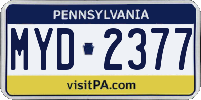 PA license plate MYD2377