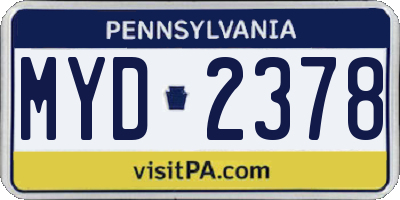 PA license plate MYD2378