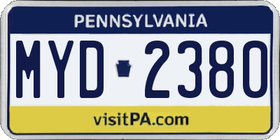 PA license plate MYD2380