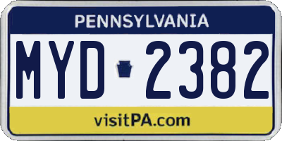 PA license plate MYD2382