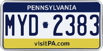 PA license plate MYD2383